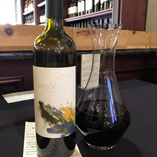 a bottle and a glass of wine