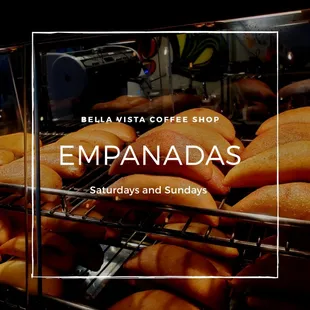 Hand crafted empanadas every weekend, flavors: shredded beef, Ground beef, shredded chicken and Mash and cheese!