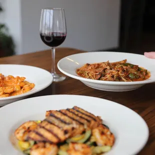 Pictured entrees include the Gima Special, chicken tortellini with alla panna sauce