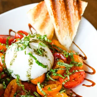a plate of food with bread