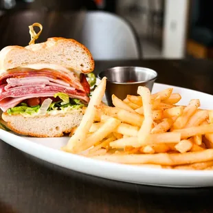 a sandwich and french fries