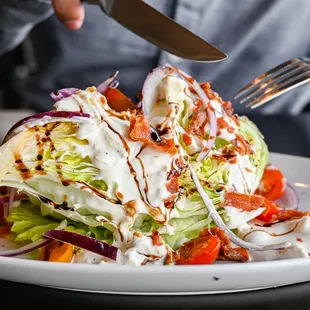 a plate of food being eaten