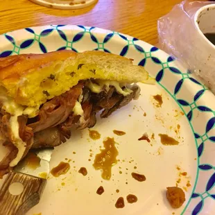 French Dip and the Au Jous to dip. Takeout eaten at home, don&apos;t worry, they don&apos;t use paper plates here haha