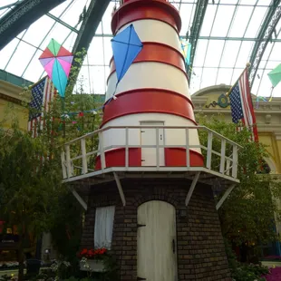 32ft tall lighthouse, real working light on top.