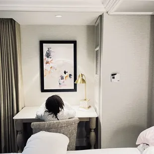 Desk and bed area