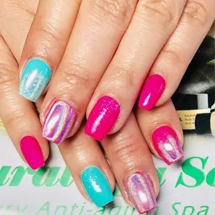 Acrylic full set with holographic