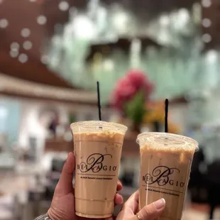 Iced Latte (left) and Iced White Mocha (right)