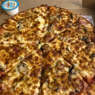 Build Create Your Own Pizza Large 14" with pepperoni, basil, and mushrooms