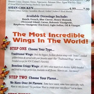 Salads and how to order wings