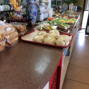 Counter area with snacks.