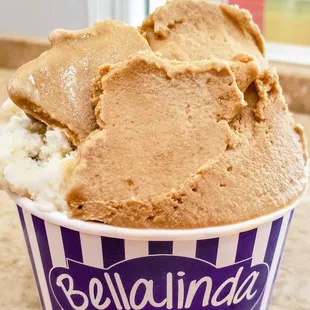 Butter Pecan + Coffee gelato (medium cup). Refreshing from 109F weather.