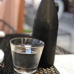 a glass of water on a table