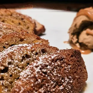 OLIVE OIL AND SQUASH TORTA, CARAMEL SAUCE, COFFEE GELATO - fantastic!!