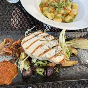 Gnocchi and Grilled Swordfish - beautifully plated and yummy