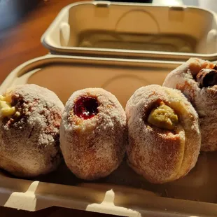 Custard, Raspberry, Pistachio, Nutella Bomboloni