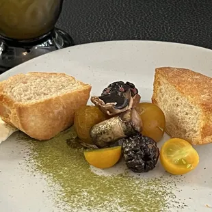 pickled bites with biscuit