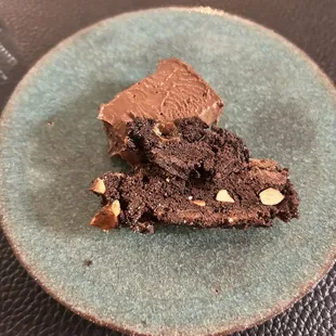 a piece of chocolate cake on a plate
