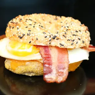a bacon, egg, and cheese sandwich