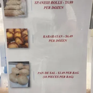 Menu 2022 (Spanish Rolls, Kababayan, Pan De Sal)