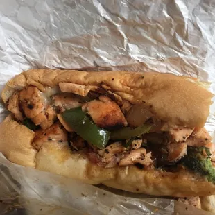 Salmon cheesesteak with stir fry veggies