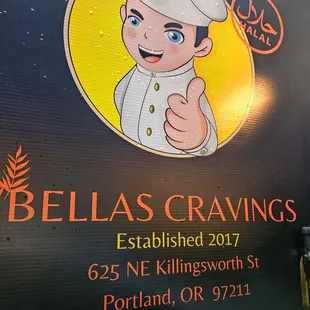 a sign for bella&apos;s cravings