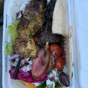 Kebab plate with chicken and beef!