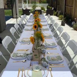 Tent, tables and chairs