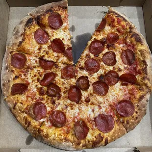 Pepperoni pizza, solid pepperonis!
