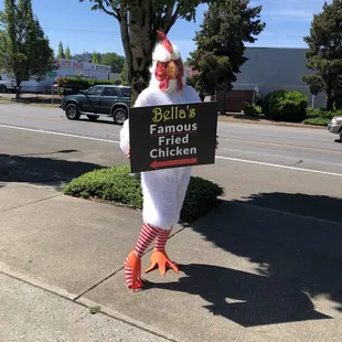 Stanley the chicken is at Bella's pub and grub