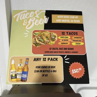 "Tacos &amp; Beer" combo