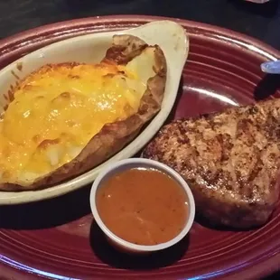 Tuna (blackened and medium rare) with twice baked potato