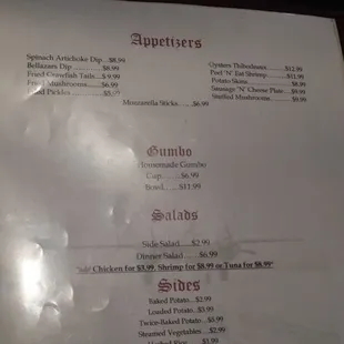 menu