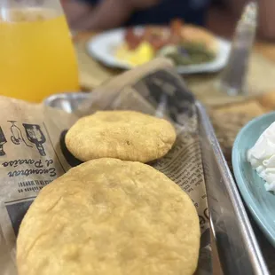 two flatbreads on a tray