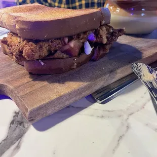 Chicken sandwich with fries