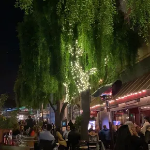 Outside seating on the right side