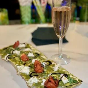 Flatbread and bubbles