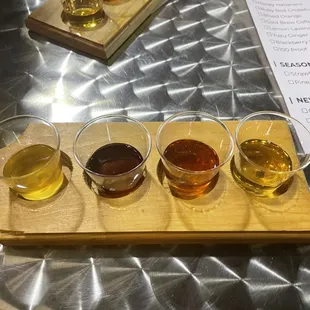 a sample flight of alcohol