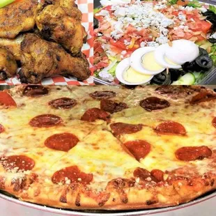 Ring in 2019 with this AMAZING DEAL. Get a large 1-topping pizza, naked wings, and a small salad for only $20.19!!