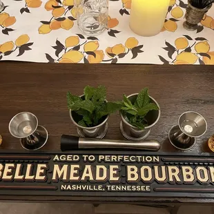 Bourbon cocktail making