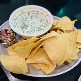 Spinach artichoke dip $10 - happy hour