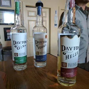 three bottles of bourbon