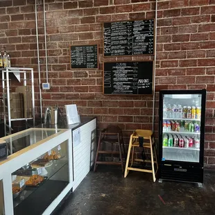 a brick wall and counter