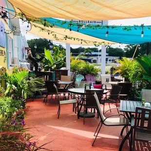 patio with tables and chairs