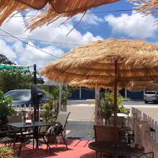 Outdoor seating with shade