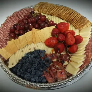 Catering...cheese and salami tray with fresh fruit