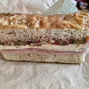 muffaletta focaccia sandwich