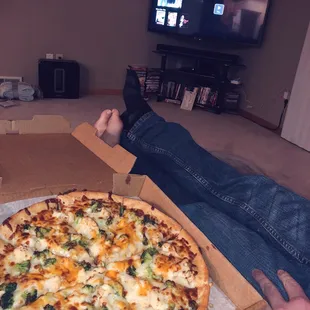 Movie and pizza date night! Enjoying some delicious Broccoli &amp; Cauliflower Pizza from the new Belleria in Columbiana