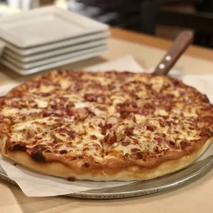 Traditional pizza with some meat