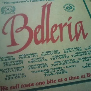 The belleria box with the different locations