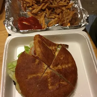 Bella burger with fries